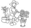 l&aacute;mina para colorear e imprimir campanas d&iacute;a del Trabajo jardinero